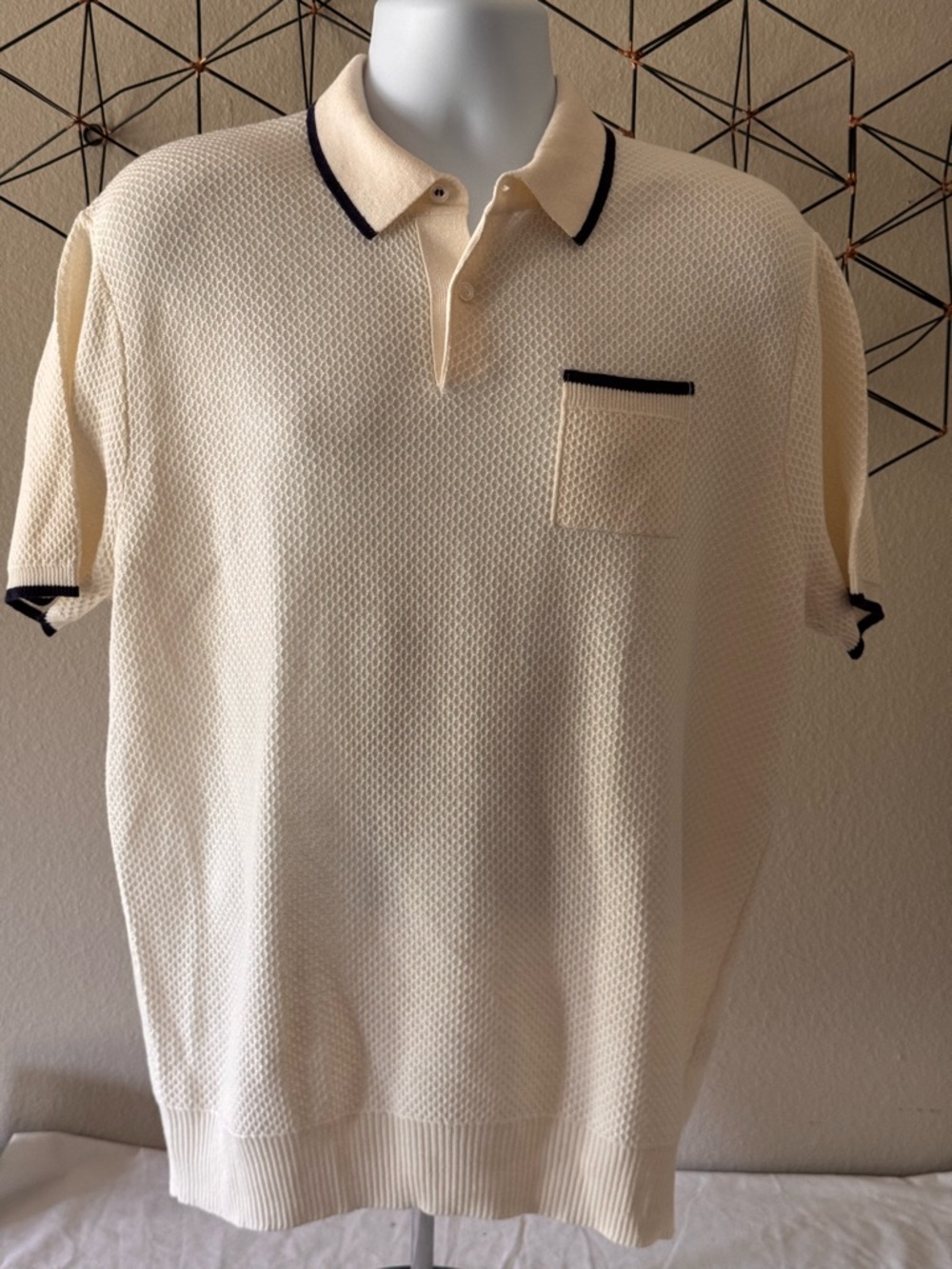 GREYSON Seneca Sweater Resort Polo - Cream - Wool Linen Knit 

Men’s L